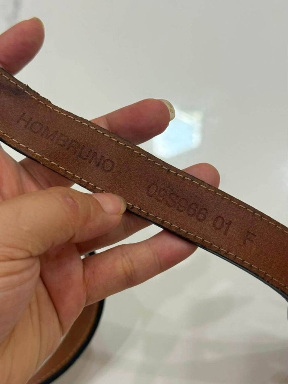 Vintage Color Block Belt – Black White Brown Leather-Look Belt with Red Geometri - Picture 4 of 5